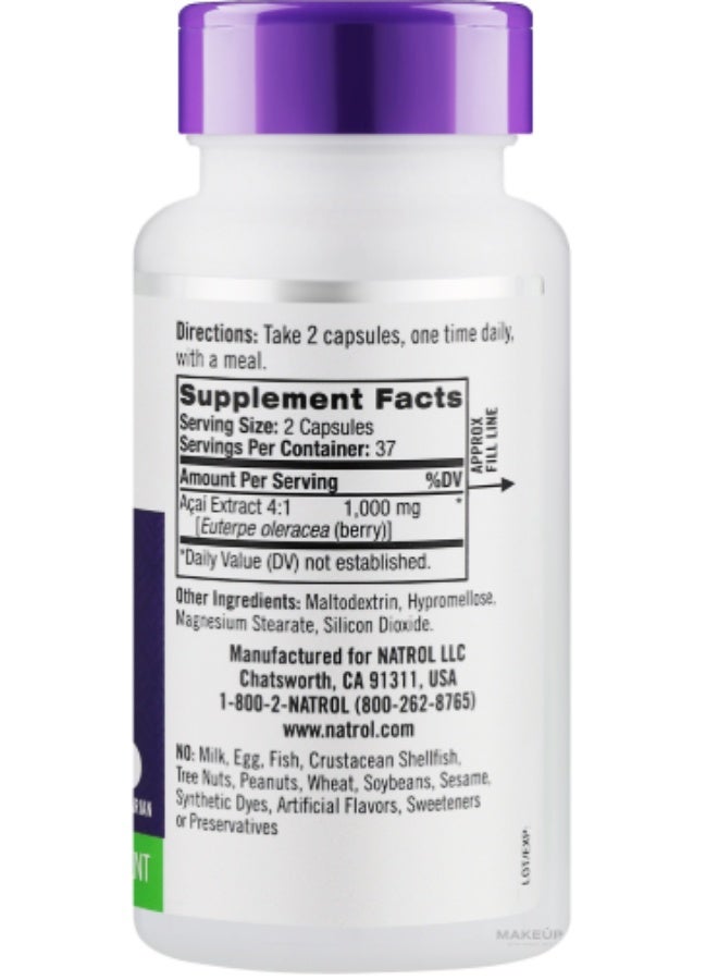 Natrol Antioxidant Support Acai Berry 900Mg 75 Capsules Packaging May Vary - Image 2